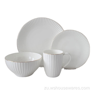 Umhlobiso wekhwalithi ephezulu yomsindo wegolide rim ceramic teramic